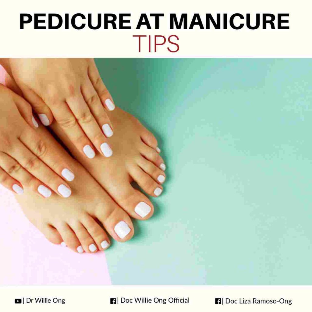 Photo showing ladies hands and feet